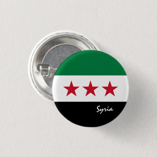 Syria Independence button, patriotic Syrian Flag 3 Cm Round Badge