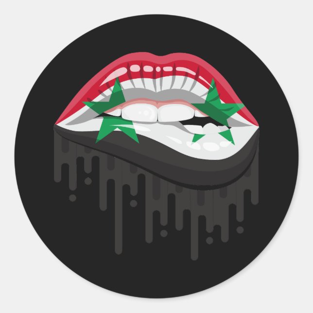 Syria lips pride root flag classic round sticker (Front)