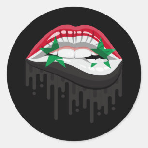 Syria lips pride root flag classic round sticker