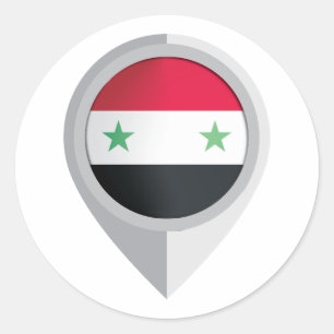 Syria Pin Location Flag Classic Round Sticker