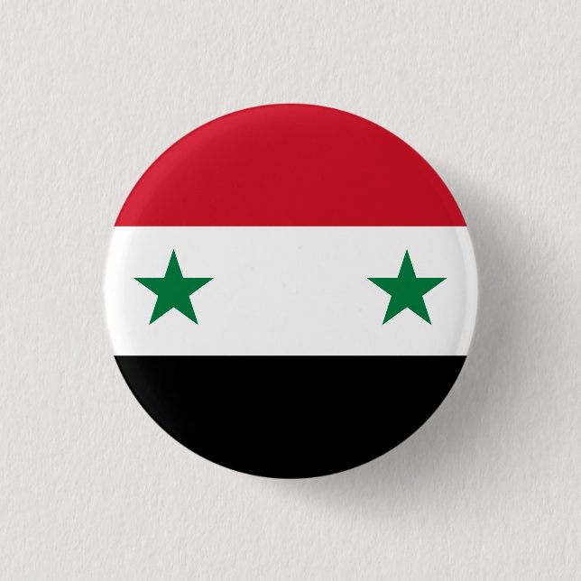 Syria (Syrian) Flag 3 Cm Round Badge (Front)