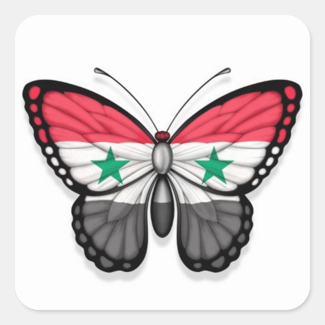 Syrian Butterfly Flag Square Sticker (Front)