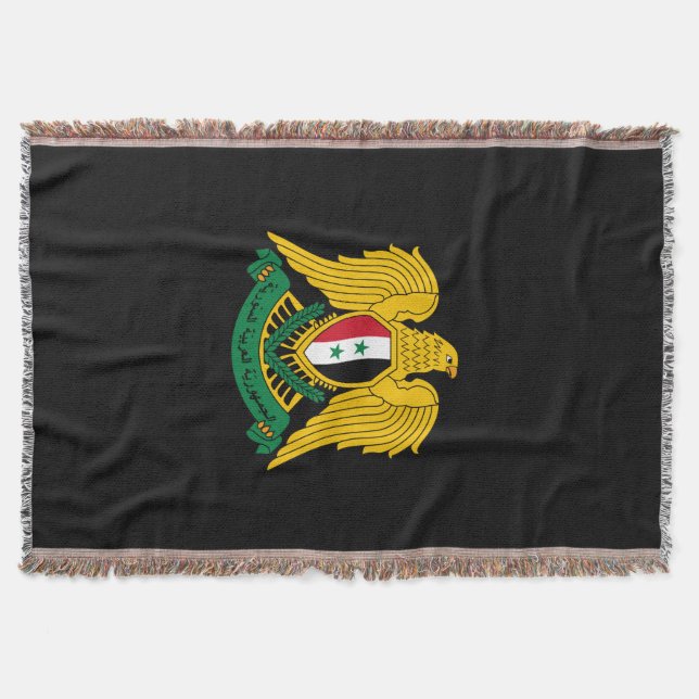 Syrian coat of arms throw blanket (Front)