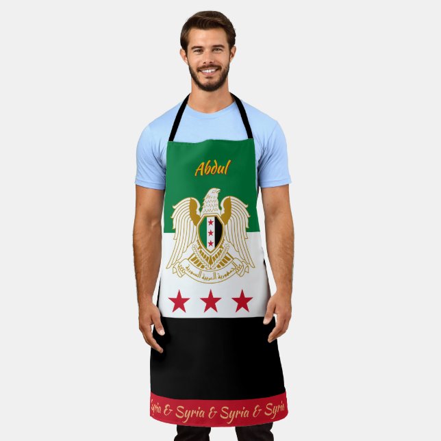 Syrian Flag apron, patriotic, Syria Chefs kitchen Apron (Worn)