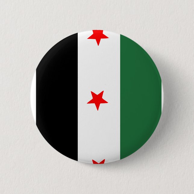 Syrian Revolutionary Flag 6 Cm Round Badge (Front)
