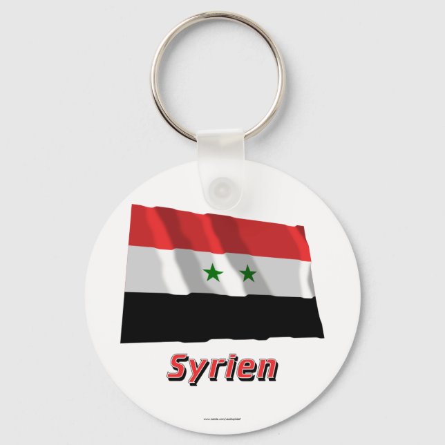 Syrien Fliegende Flagge mit Namen Key Ring (Front)