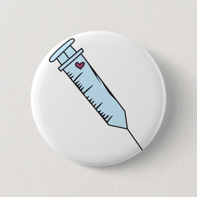 Syringe 6 Cm Round Badge (Front)