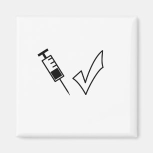 Syringe and tick symbol vaccinated magnet