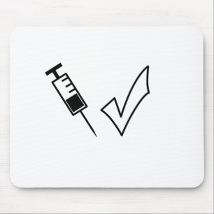 Syringe and tick symbol vaccinated mouse pad