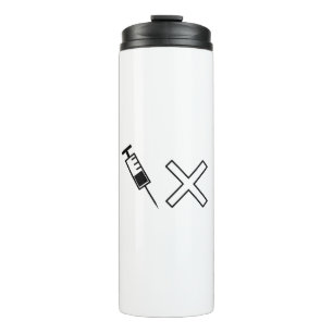 Syringe and x symbol no vaccine thermal tumbler