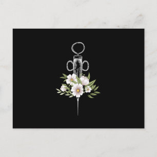 Syringe Floral Medicine Phlebotomist Blood Gift Postcard