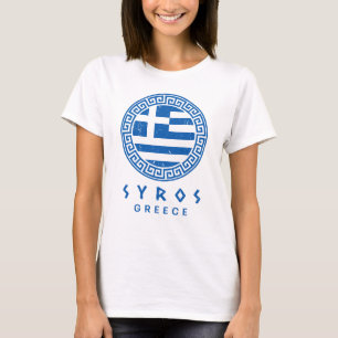 Syros And Flag Of Greece Distressed Design T-Shirt
