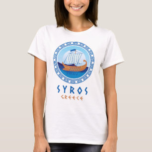 Syros, Greece Greek Ship Design Women's T-Shirt