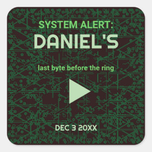 System Alert Hacker Bachelor Party Square Sticker