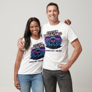 System Breached – Pixel Spider Bot Online Cyber T-Shirt