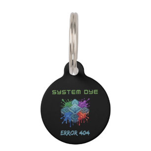System Dye Error 404 Tech Glitch Microchip Graphic Pet Tag