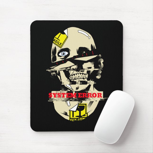 System Error Glitch Skull Streetwear Art Mouse Pad (With Mouse)