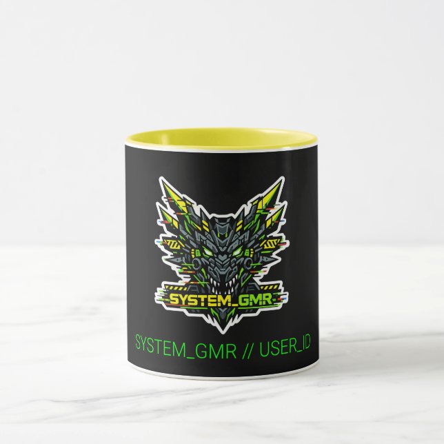 SYSTEM GMR Cyber Dragon Glitch Gaming Two-Tone Mug (Center)