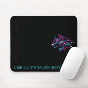 :: SYSTEM_GMR Cyber Wolf Neon Glitch Gamer Mouse Pad