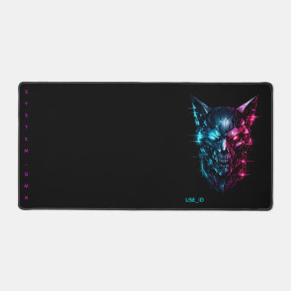 SYSTEM_GMR Glitch Cybernetic Skull Gaming Desk Mat