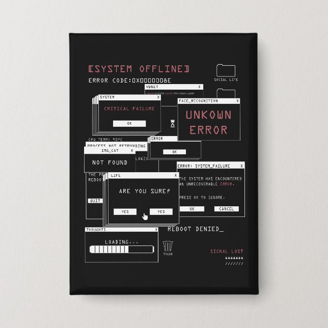 System Offline - Techno-Brutalist Design (Front)