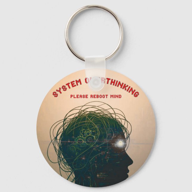 System Overthinking – Please Reboot Mind Keychain (Front)