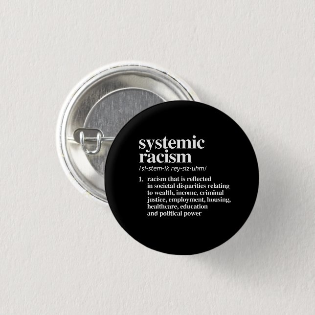 Systemic Racism Definition 3 Cm Round Badge (Front & Back)