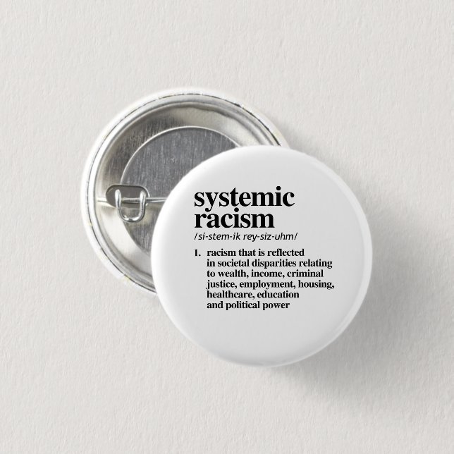 Systemic Racism Definition 3 Cm Round Badge (Front & Back)