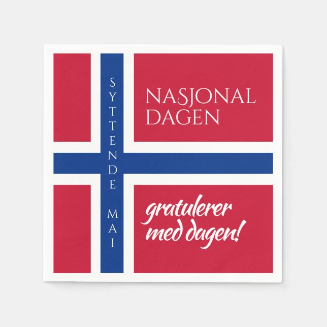 Syttende Mai May 17th Norwegian National Day Flag Napkin (Front)