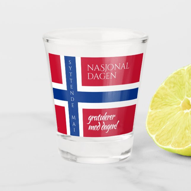 Syttende Mai May 17th Norwegian National Day Flag Shot Glass (Front)