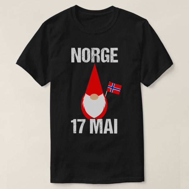 Syttende Mai  Norwegian Flag Norge 17 Mai Tomte Gn T-Shirt (Design Front)