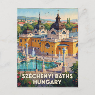 Szechenyi Thermal Baths Hungarian Travel Scene Postcard