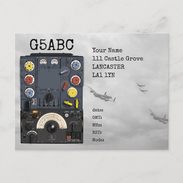 T1154 R1155 Avro Lancaster Bomber WWII Radio QSL Postcard (Front)