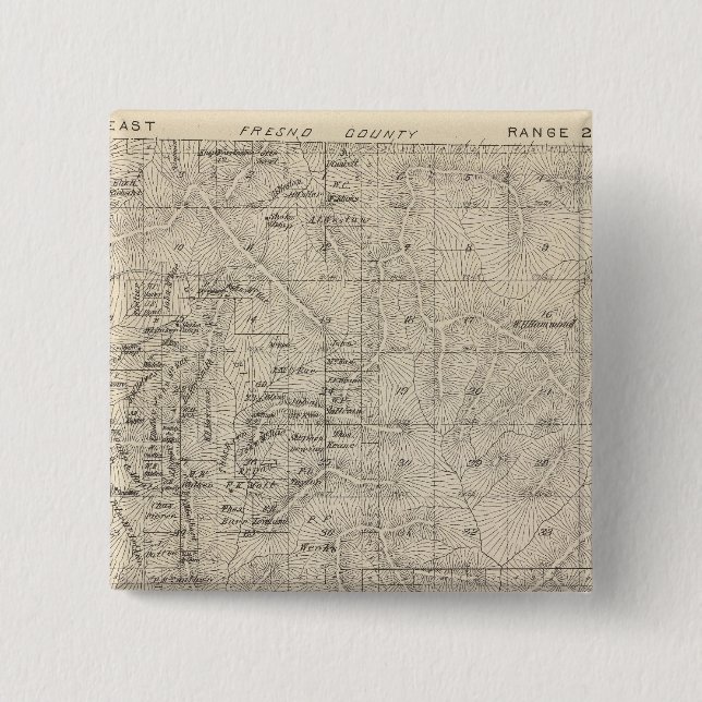 T1415S R2829E Tulare County Section Map 15 Cm Square Badge (Front)