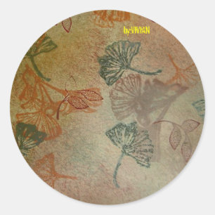 T1608-ggko gold classic round sticker