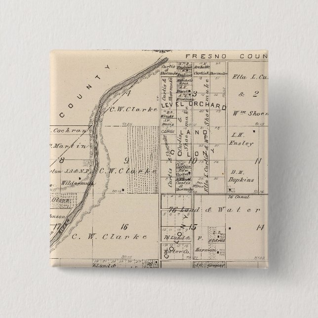 T16S R23E Tulare County Section Map 15 Cm Square Badge (Front)