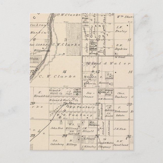 T16S R23E Tulare County Section Map Postcard (Front)