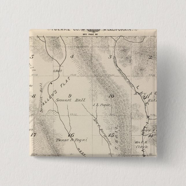T16S R27E Tulare County Section Map 15 Cm Square Badge (Front)