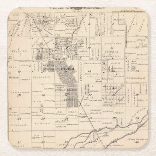 T17S R23E Tulare County Section Map Square Paper Coaster