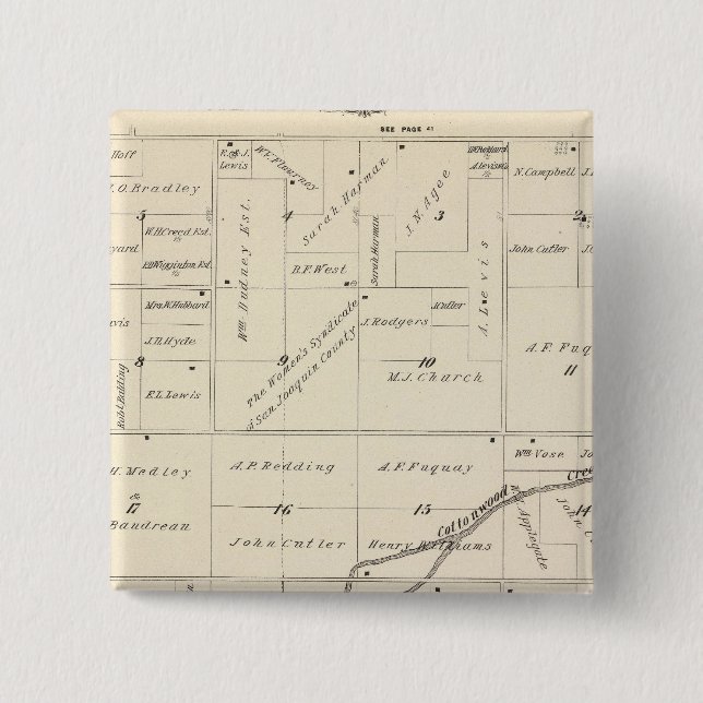 T17S R24E Tulare County Section Map 15 Cm Square Badge (Front)