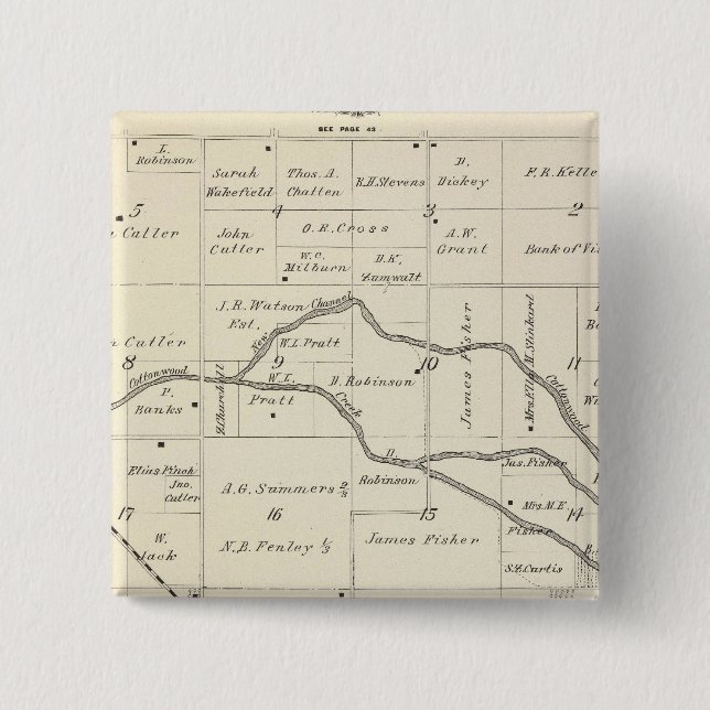 T17S R25E Tulare County Section Map 15 Cm Square Badge (Front)