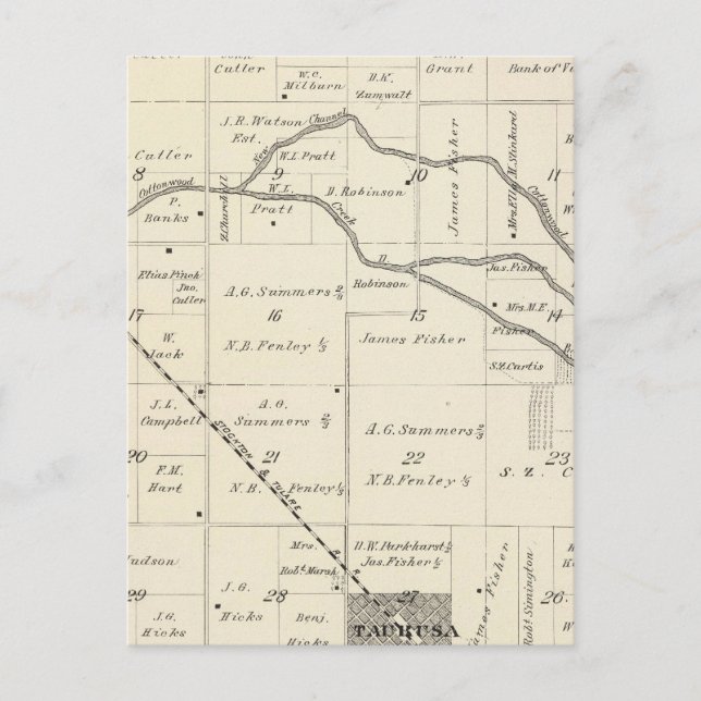 T17S R25E Tulare County Section Map Postcard (Front)