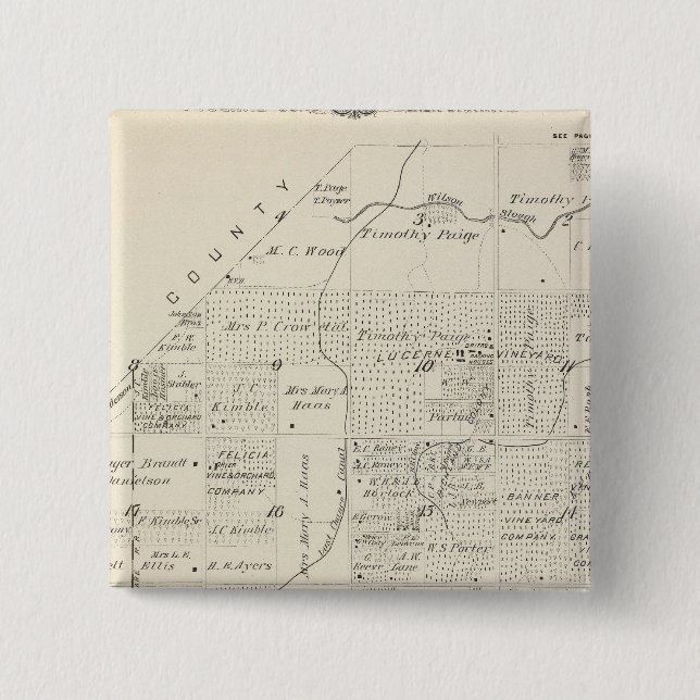 T18S R21E Tulare County Section Map 15 Cm Square Badge (Front)