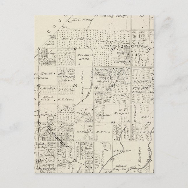 T18S R21E Tulare County Section Map Postcard (Front)