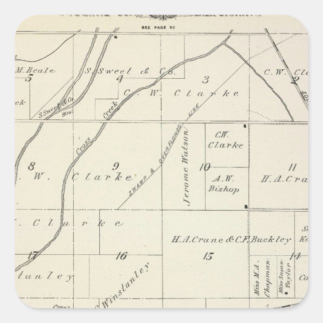 T18S R23E Tulare County Section Map Square Sticker (Front)