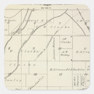 T18S R23E Tulare County Section Map Square Sticker