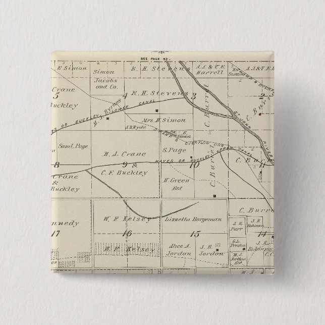 T18S R24E Tulare County Section Map 15 Cm Square Badge (Front)