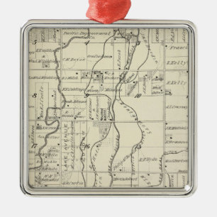 T19S R21E Tulare County Section Map Metal Tree Decoration