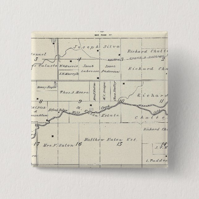 T19S R23E Tulare County Section Map 15 Cm Square Badge (Front)