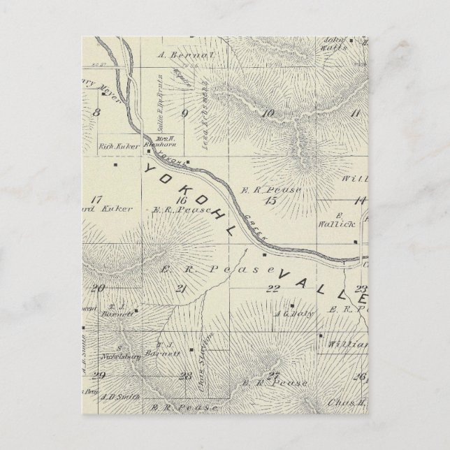 T19S R27E Tulare County Section Map Postcard (Front)